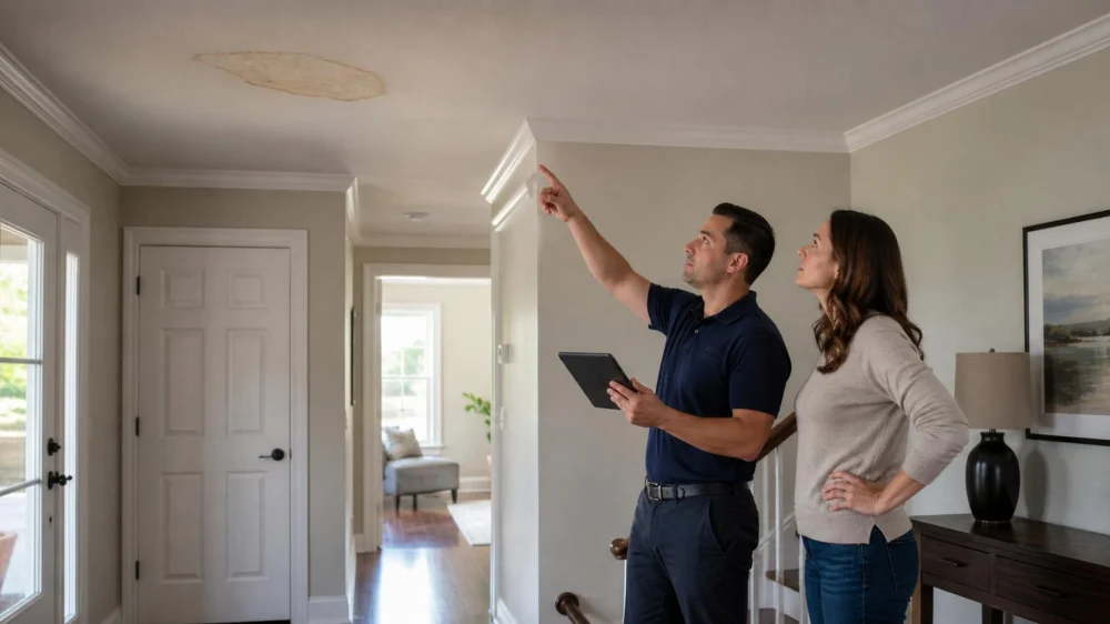 Ceiling Stain Below a Bathroom: Stop Use and Trace Clues