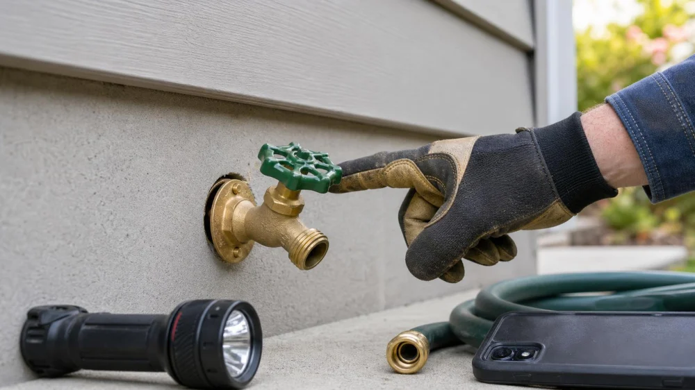 Outdoor Faucet Moves in the Wall: Stop and Support the Line