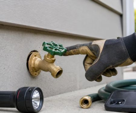 Outdoor Faucet Moves in the Wall: Stop and Support the Line