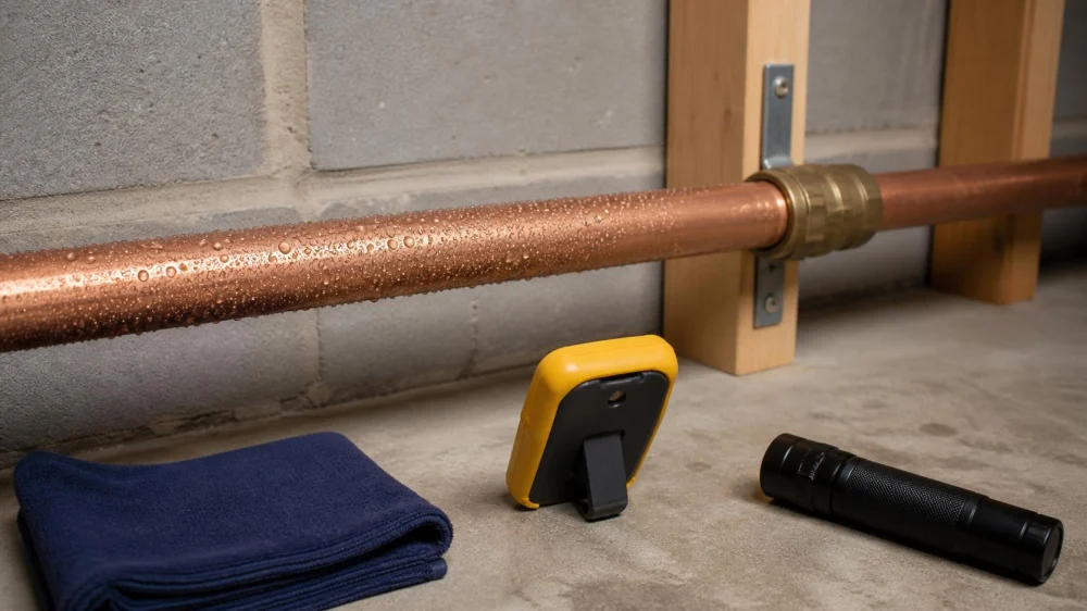 Cold Water Pipe Condensation or Leak? Record the Moisture Pattern First