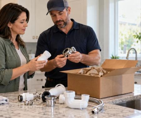 Plumbing Supply Receipt: Part Numbers, Quantity, and Returns